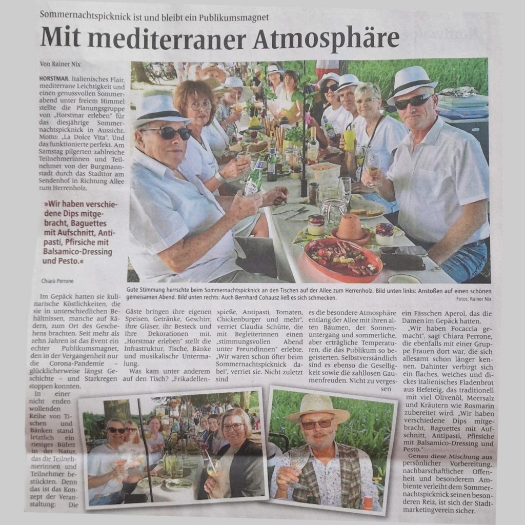 Westfälische Nachrichten, 03.08.2026
"Sommernachtspicknick 2026 - Horstmar"