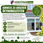 Hinweis zu den Öffnungszeiten